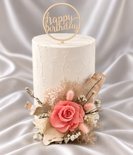 Load image into Gallery viewer, Peach reflexed preserved rose cake flowers, cake decoration, flower arrangement - Anniversary, Birthday, Graduation cake