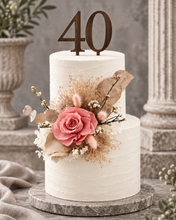 Load image into Gallery viewer, Peach reflexed preserved rose cake flowers, cake decoration, flower arrangement - Anniversary, Birthday, Graduation cake
