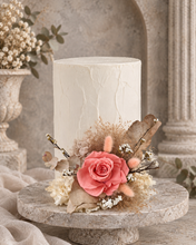 Load image into Gallery viewer, Peach reflexed preserved rose cake flowers, cake decoration, flower arrangement - Anniversary, Birthday, Graduation cake