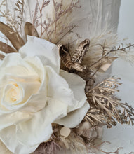Load image into Gallery viewer, Nude preserved rose, creamy, champagne gold cake flowers, flower arrangement, cake décor - wedding, baby shower, engagement