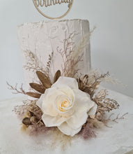 Load image into Gallery viewer, Nude preserved rose, creamy, champagne gold cake flowers, flower arrangement, cake décor - wedding, baby shower, engagement