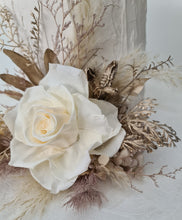 Load image into Gallery viewer, Nude preserved rose, creamy, champagne gold cake flowers, flower arrangement, cake décor - wedding, baby shower, engagement