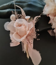 Load image into Gallery viewer, Elegant Boho blush nude preserved rose corsage & buttonhole AB2026 - School formal, prom, graduation