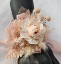 Load image into Gallery viewer, Elegant Boho blush nude preserved rose corsage & buttonhole AB2026 - School formal, prom, graduation