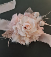 Load image into Gallery viewer, Elegant Boho blush nude preserved rose corsage & buttonhole AB2026 - School formal, prom, graduation