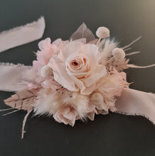 Load image into Gallery viewer, Elegant Boho blush nude preserved rose corsage & buttonhole AB2026 - School formal, prom, graduation