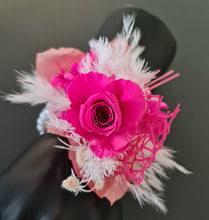 Load image into Gallery viewer, Hot pink fuchsia preserved rose corsage AB2028 - School formal, prom, graduation