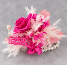 Load image into Gallery viewer, Hot pink fuchsia preserved rose corsage AB2028 - School formal, prom, graduation
