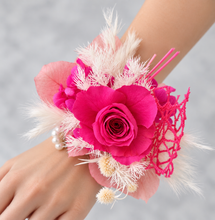 Load image into Gallery viewer, Hot pink fuchsia preserved rose corsage AB2028 - School formal, prom, graduation