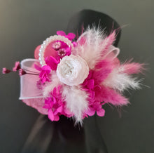 Load image into Gallery viewer, Hot pink fuchsia & white mini preserved peony corsage AB2030 - School formal, prom, graduation