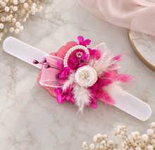 Load image into Gallery viewer, Hot pink fuchsia & white mini preserved peony corsage AB2030 - School formal, prom, graduation