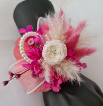 Load image into Gallery viewer, Hot pink fuchsia & white mini preserved peony corsage AB2030 - School formal, prom, graduation