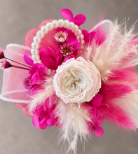 Load image into Gallery viewer, Hot pink fuchsia & white mini preserved peony corsage AB2030 - School formal, prom, graduation