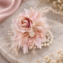 Load image into Gallery viewer, Sophisticated nude peony everlasting flowers corsage & buttonhole AB2031 - School formal, prom, graduation