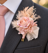 Load image into Gallery viewer, Sophisticated nude peony everlasting flowers corsage & buttonhole AB2031 - School formal, prom, graduation