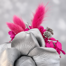 Load image into Gallery viewer, Hot pink fuchsia & silver everlasting flowers snap lock corsage AB2033 - School formal, prom, graduation