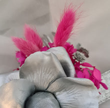 Load image into Gallery viewer, Hot pink fuchsia & silver everlasting flowers snap lock corsage AB2033 - School formal, prom, graduation