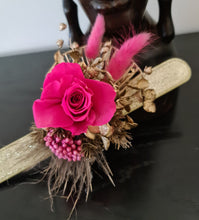 Load image into Gallery viewer, Gold & Hot pink fuchsia preserved rose snap lock corsage AB2034 - School formal, prom, graduation
