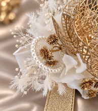 Load image into Gallery viewer, Champagne Gold Orchid & neutral everlasting flowers snap lock corsage AB2036 - School formal, prom, graduation