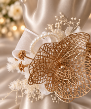 Load image into Gallery viewer, Champagne Gold Orchid & neutral everlasting flowers snap lock corsage AB2036 - School formal, prom, graduation