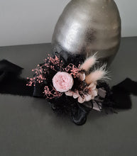 Load image into Gallery viewer, Preserved flowers corsage mini peony pastel pink & black AB2037 - School formal, prom, graduation