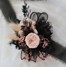 Load image into Gallery viewer, Preserved flowers corsage mini peony pastel pink & black AB2037 - School formal, prom, graduation