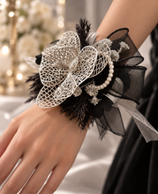 Load image into Gallery viewer, Silver & Black Orchid flower corsage AB2038 - School formal, prom, graduation