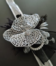 Load image into Gallery viewer, Silver & Black Orchid flower corsage AB2038 - School formal, prom, graduation