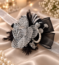 Load image into Gallery viewer, Silver & Black Orchid flower corsage AB2038 - School formal, prom, graduation