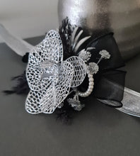 Load image into Gallery viewer, Silver & Black Orchid flower corsage AB2038 - School formal, prom, graduation
