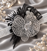 Load image into Gallery viewer, Silver & Black Orchid flower corsage AB2038 - School formal, prom, graduation