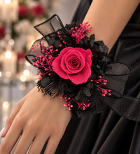 Load image into Gallery viewer, Hot pink fuchsia Preserved rose corsage AB2039 - School formal, prom, graduation