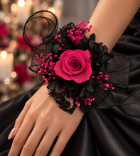 Load image into Gallery viewer, Hot pink fuchsia Preserved rose corsage AB2039 - School formal, prom, graduation