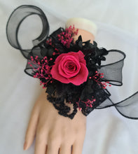 Load image into Gallery viewer, Hot pink fuchsia Preserved rose corsage AB2039 - School formal, prom, graduation