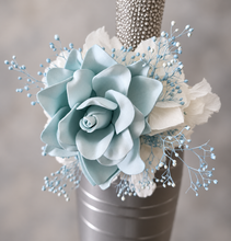 Load image into Gallery viewer, Light blue & white preserved flowers snap lock corsage AB2041 - School formal, prom, graduation