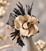 Load image into Gallery viewer, Champagne gold & black crystal glitter snap lock corsage AB2042 - School formal, prom, graduation