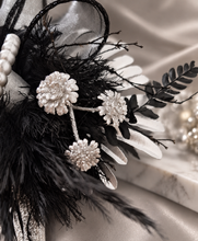 Load image into Gallery viewer, Unique Silver calla lily & black glitter snap lock corsage AB2043 - School formal, prom, graduation