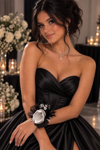 Load image into Gallery viewer, Unique Silver calla lily & black glitter snap lock corsage AB2043 - School formal, prom, graduation