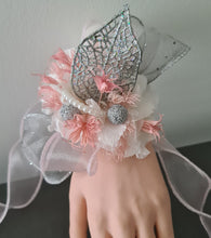 Load image into Gallery viewer, Everlasting preserved flowers corsage in pink, white & silver AB2044 - School formal, prom, graduation