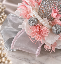 Load image into Gallery viewer, Everlasting preserved flowers corsage in pink, white & silver AB2044 - School formal, prom, graduation