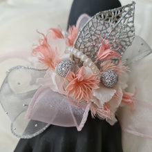 Load image into Gallery viewer, Everlasting preserved flowers corsage in pink, white & silver AB2044 - School formal, prom, graduation
