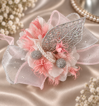Load image into Gallery viewer, Everlasting preserved flowers corsage in pink, white & silver AB2044 - School formal, prom, graduation