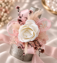 Load image into Gallery viewer, Everlasting preserved flowers Stirlingia corsage pastel pink & white AB2047 - School formal, prom, graduation