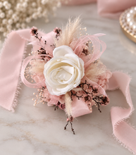 Load image into Gallery viewer, Everlasting preserved flowers Stirlingia corsage pastel pink & white AB2047 - School formal, prom, graduation