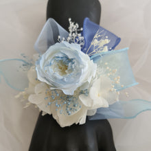 Load image into Gallery viewer, Soft blue & white preserved peony corsage AB2049 - School formal, prom, graduation
