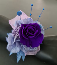 Load image into Gallery viewer, Preserved rose purple, violet, blue snap lock corsage AB2054 - School formal, prom, graduation