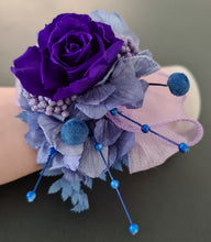 Load image into Gallery viewer, Preserved rose purple, violet, blue snap lock corsage AB2054 - School formal, prom, graduation