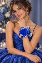 Load image into Gallery viewer, Royal blue glitter preserved rose corsage & buttonhole AB2060 - School formal, prom, graduation