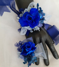 Load image into Gallery viewer, Royal blue glitter preserved rose corsage & buttonhole AB2060 - School formal, prom, graduation