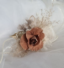 Load image into Gallery viewer, Preserved rose snap lock corsage in brown, champagne gold & neutral AB2063 - School formal, prom, graduation